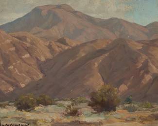 1061
Van de Copeland
(1895-1957)
Desert mountain landscape
Oil on board
Signed lower left: Van de Copeland
12" H x 15.75" W
Estimate: $200 - $300