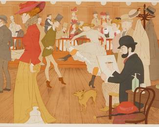 1129
Philippe Henri Noyer
(1917-1985)
"Moulin Rouge"
Lithograph in colors on paper
Edition: 288/325
Signed and numbered in pencil in the lower margin: P.H. Noyer
Image: 23.25" H x 32" W; Sight: 24.25" H x 32.25" W
Estimate: $200 - $300