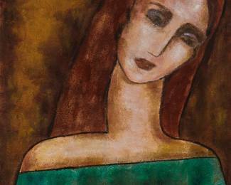 1107
Sonia Gold
(b. 1959)
"Dreaming," 2010
Oil on canvas
Signed lower right: Sonia Gold; signed again (twice), titled, and dated verso
30" H x 24" W
Estimate: $600 - $800