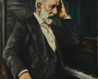 1136
Walter Page
(1862-1934)
"Pyotr Ilyich Tchaikovsky"
Oil on canvas
Signed lower left: Page; signed again and titled in another hand, verso
28" H x 21" W
Estimate: $700 - $900