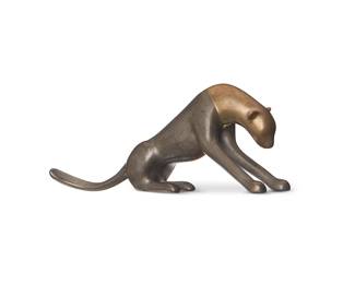 1473
Loet Vanderveen
(1921-2015)
"Stretching Cheetah"
Patinated bronze
Edition: 305/2500
Signed and numbered: Loet ©
2.875" H x 7.75" W x 1.625" D
Estimate: $200 - $300