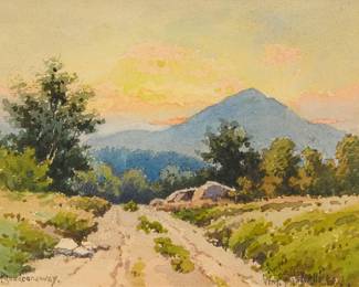 1056
William Fredrick Paskell
(1866-1951)
Mount Passaconaway, New Hampshire
Watercolor on paper
Signed and inscribed "Passaconaway" in the lower right and left corners, respectively: Wm. Paskell
Sight: 5.25" H x 6.75" W
Estimate: $300 - $500
