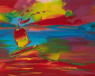 1281
Peter Max
(b. 1937)
"Stormy Sail," 1993
Screenprint in colors on paper
Edition: 113/300
Signed and numbered in the lower right and left corners respectively: Max; with publishers blindstamps lower left
Sight: 26" H x 39.25" W
Estimate: $300 - $500