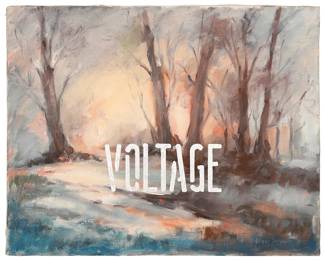 1332
Diane Snyder
(20th century)
"Voltage," 1991
Oil on canvas
Signed lower right: Diane Snyder; signed again in pencil, as well as titled, dated, and inscribed in ink, all verso: 1991 / "Los Angeles"
16" H x 20" W
Estimate: $100 - $200