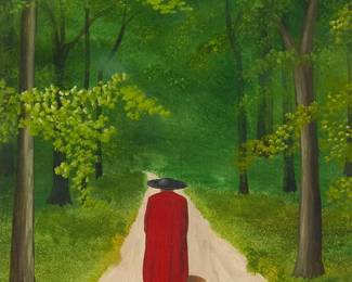 1143
Frank Whipple
(1923-2016)
Cardinal walking down a path
Oil on Masonite
Signed lower left: Whipple
5" H x 5" W
Estimate: $300 - $500