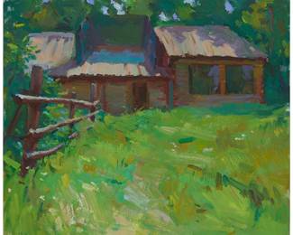 1028
Sergei Bongart
(1918-1985)
Rustic cabin and fence
Oil on canvas
Unsigned
20" H x 24" W
Estimate: $500 - $700