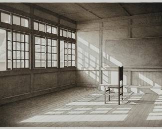 1251
Keisuke Yamamoto
(b. 1961)
"Light Time Silence M - D," circa 2015
Lithograph on paper
Edition: 14/17
Signed, titled, and numbered in pencil in the lower margin: K. Yamamoto
Image: 17.75" H x 23.75" W; Sight: 16.5" H x 24.25" W
Estimate: $200 - $300