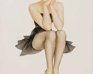 1102
Alberto Vargas
(1896-1983)
"Cover Girl" from "Vargas Girls"
Lithograph in colors on wove paper
Edition: 339/450
Signed in ink and numbered in pencil in the lower margin: Vargas
Image: 23.25" H x 12.5" W; Sight: 28" H x 19" W
Estimate: $300 - $500