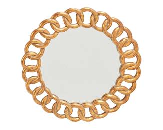 1489
A Modern giltwood mirror
Late 20th/early 21st century
The circular frame with interlocking ring motif
25.75" Dia. x 1.5" D
Estimate: $200 - $300
