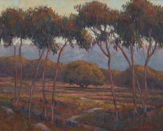 1063
William Dorsey
(1942-2019)
Eucalyptus flowered landscape
Oil on canvas
Signed lower right: Wm. Dorsey
16" H x 20" W
Estimate: $1,000 - $2,000