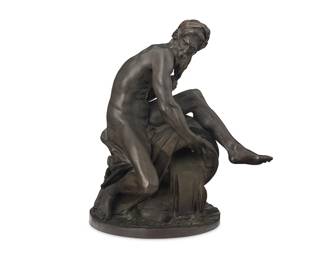 1474
After Jean-Jacques Caffieri
(1725-1792)
River God
Patinated bronze
Attributed in the casting: Caffieri
16.75" H x 15" W x 11" D
Estimate: $200 - $300