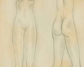1193
Abraham Walkowitz
(1878-1965)
Nude study, 1906
Graphite on paper
Signed and dated in pencil lower right: A. Walkowitz / 1906
Sight: 14" H x 8.5" W
Estimate: $300 - $500