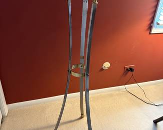 Brass/glass plant stand with ram heads 10" diameter x 44"H