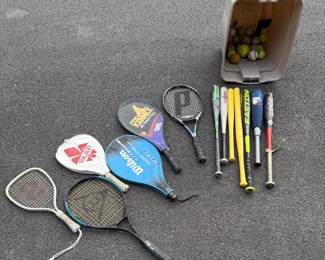 Bats and Balls and Racket Ball Sports Lot