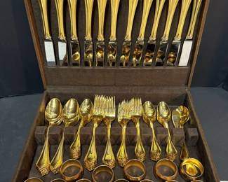 Goldtone Stainless Flatware Set
