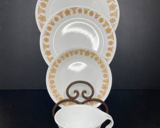 Corelle Butterfly Gold dinnerware Vtg