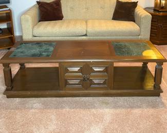 Vtg. teak and marble coffee table