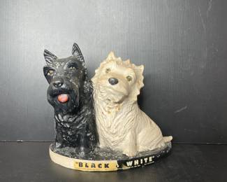 Vintage Black & White Scotch Whisky Dogs Advertising Statue 