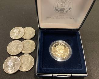 Susan B Anthony proof & dollar coins