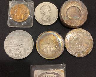 Patrick Mint San Francisco Cable Car 1 oz .999 Fine Silver Art Bar & various vintage token & medallions 