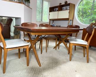 MCM Danish teak dining set 6 chairs