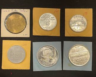 Vintage railroad tokens: Union Pacific, Peak Tram, El Capitan