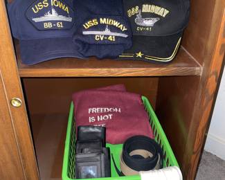 US Navy belts & white gloves. Mens wallets 