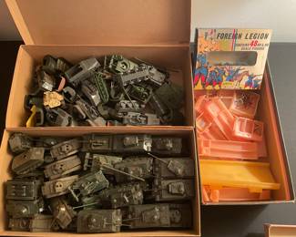 Large collection of vintage military toy vehicles