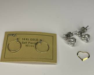 14k gold earring and charm 