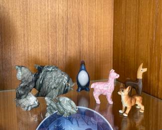 Mini animal figurines: marble, wood, ceramic 