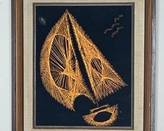 Vtg. string art sailboat
