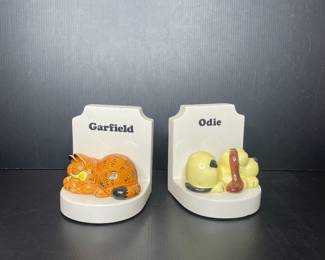 Garfield & Odie ceramic bookends vtg