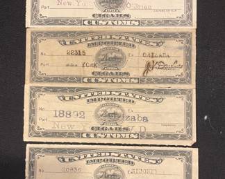 vintage United States Customs cigar revenue tax stamps