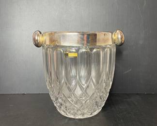 Hand cut lead crystal ice bucket West Germany vtg