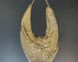 Vintage gold mesh necklace 