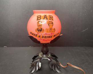 Vtg Glass Ball Have A Drink With Bar Lamp 