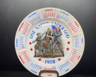 Spencer Gifts One Nation Under God Calendar Plate vtg