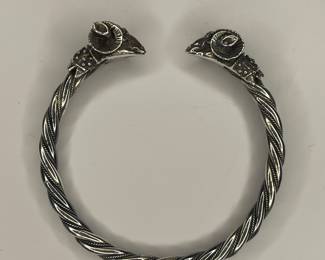 Sterling silver rams head bangle 