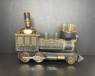 1880 Iron Horse train decanter set vtg