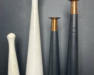 Vintage MCM ceramic vases & candlesticks 
