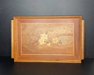 Vintage wood inlay tray