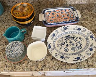 Moroccan serving bowls, platter and other serveware 