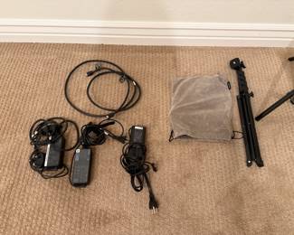 Ring light camera and laptop chargers