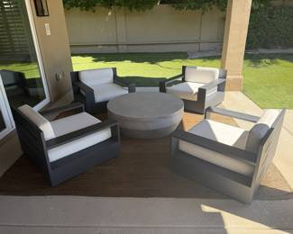 Restoration Hardware (RH) four patio swivel chairs