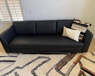 Copenhagen couch black leather, 86 l x 32.5 w x 31 h