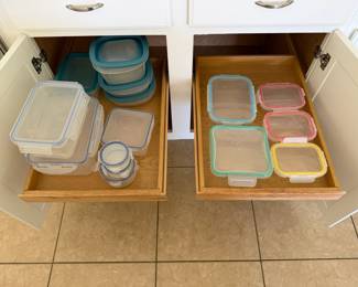 Plastic and glass containers for food storage