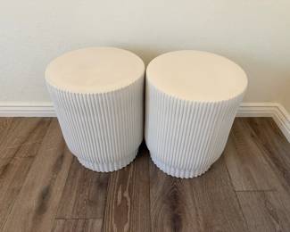 West Elm white pillar side tables, 16" diameter x 20" height