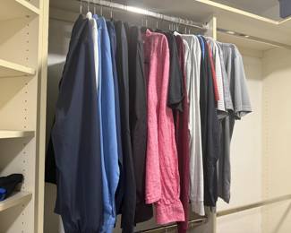 Men's clothing, including golf shirts and collared shirts