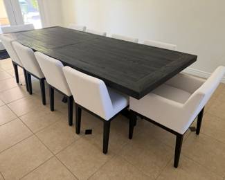 Restoration Hardware (RH) dining table and 10 dining chairs (2 with arms, 6 without)