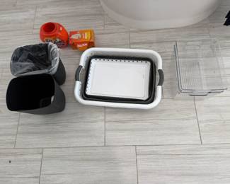 Trash cans, laundry basket, storage containers and clothing wash